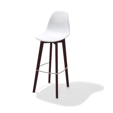 Veba - Keeve tabouret de bar sans accoudoirs Blanc structure foncée en bois de bouleau et assise en plastique