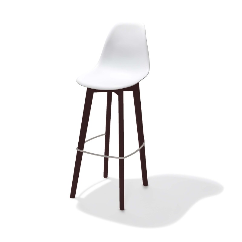 Veba - Keeve tabouret de bar sans accoudoirs Blanc structure foncée en bois de bouleau et assise en plastique