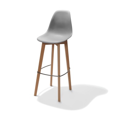 Veba - Keeve tabouret de bar sans accoudoirs Gris structure en bois de bouleau et assise en plastique