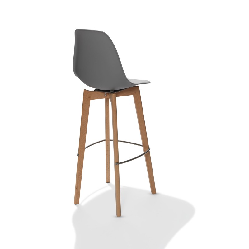 Veba - Keeve tabouret de bar sans accoudoirs Gris structure en bois de bouleau et assise en plastique