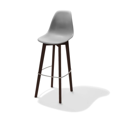 Veba - Keeve tabouret de bar sans accoudoirs Gris structure foncée en bois de bouleau et assise en plastique
