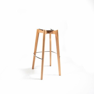 Veba - Keeve tabouret de bar sans accoudoirs Jaune structure en bois de bouleau et assise en plastique