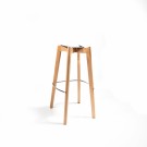 Veba - Keeve tabouret de bar sans accoudoirs Jaune structure en bois de bouleau et assise en plastique