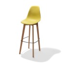 Veba - Keeve tabouret de bar sans accoudoirs Jaune structure en bois de bouleau et assise en plastique