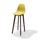 Veba - Keeve tabouret de bar sans accoudoirs Jaune structure foncée en bois de bouleau et assise en plastique
