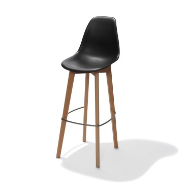 Veba - Keeve tabouret de bar sans accoudoirs Noir structure en bois de bouleau et assise en plastique