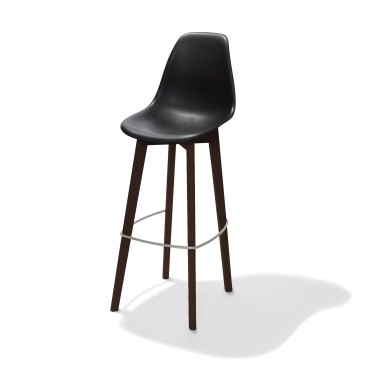 Veba - Keeve tabouret de bar sans accoudoirs Noir structure foncée en bois de bouleau et assise en plastique