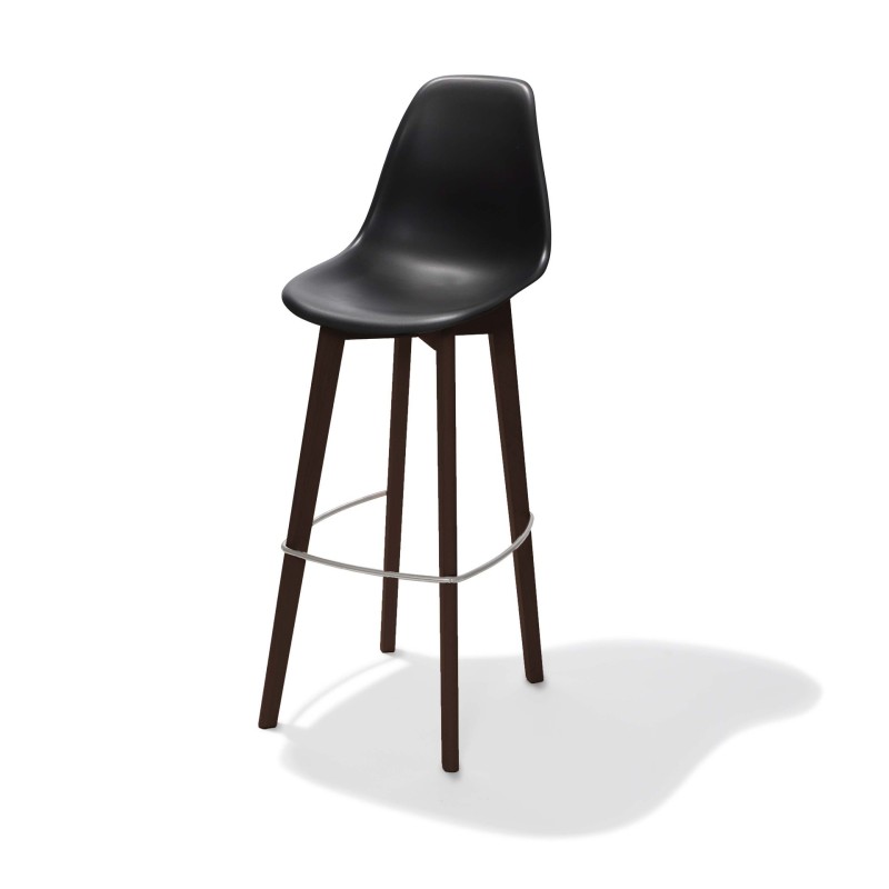 Veba - Keeve tabouret de bar sans accoudoirs Noir structure foncée en bois de bouleau et assise en plastique