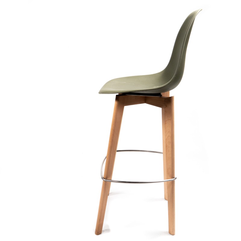 Veba - Keeve tabouret de bar sans accoudoirs Vert structure en bois de bouleau et assise en plastique