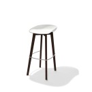 Veba - Keeve tabouret de bar sans dossier Blanc structure foncée en bois de bouleau et assise en plastique