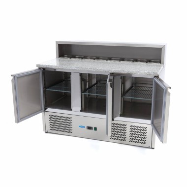 Maxima - Réfrigérateur de pizzas - 137cm - 3 portes - 8 bacs GN 1/6