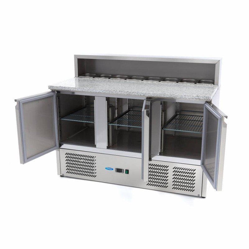 Maxima - Réfrigérateur de pizzas - 137cm - 3 portes - 8 bacs GN 1/6