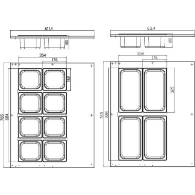 Maxima - Saladette - 67L - comprenant 8 bacs GN 1/6 - Sur table