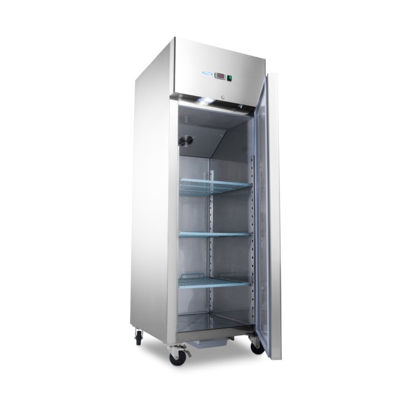 Maxima - Réfrigérateur - 600L - 3 étagères réglables (2/1 GN) - sur roulettes - inox