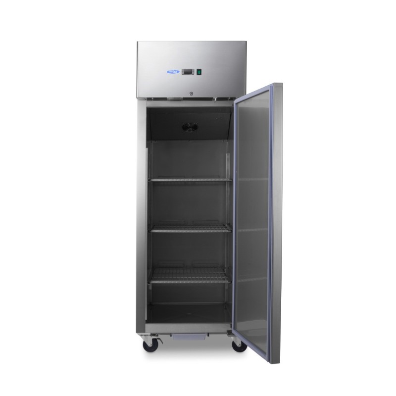 Maxima - Réfrigérateur - 600L - 3 étagères réglables (2/1 GN) - sur roulettes - inox