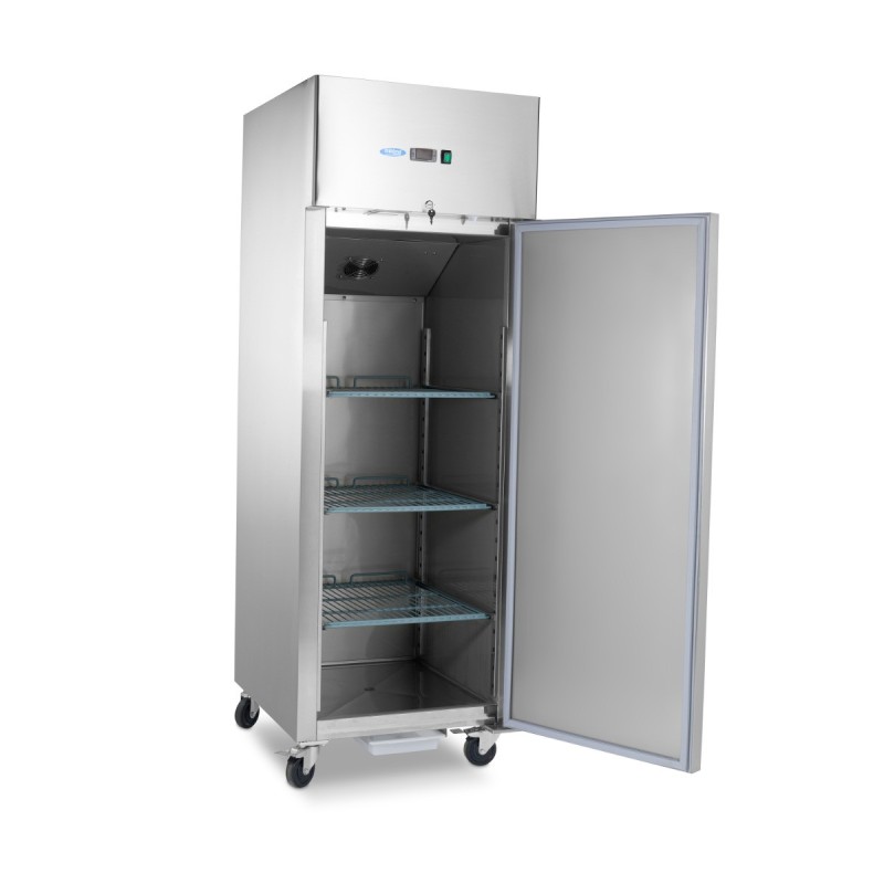 Maxima - Réfrigérateur - 600L - 3 étagères réglables (2/1 GN) - sur roulettes - inox