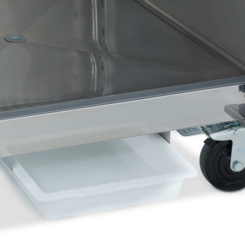 Maxima - Réfrigérateur - 600L - 3 étagères réglables (2/1 GN) - sur roulettes - inox