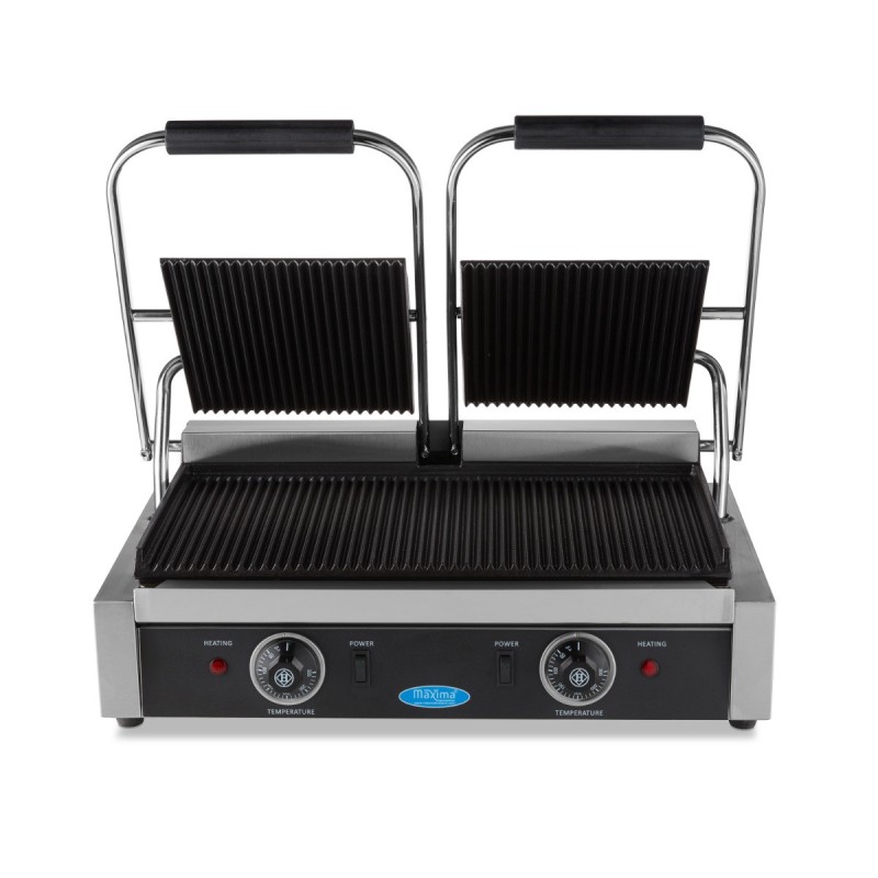 Maxima - Grill Contact - Rainuré - Double Plaque de Grill - 2 x 22cm