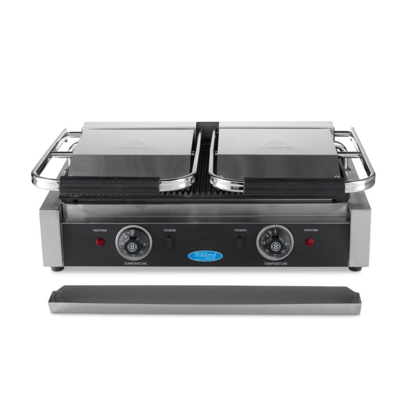 Maxima - Grill Contact - Rainuré - Double Plaque de Grill - 2 x 22cm
