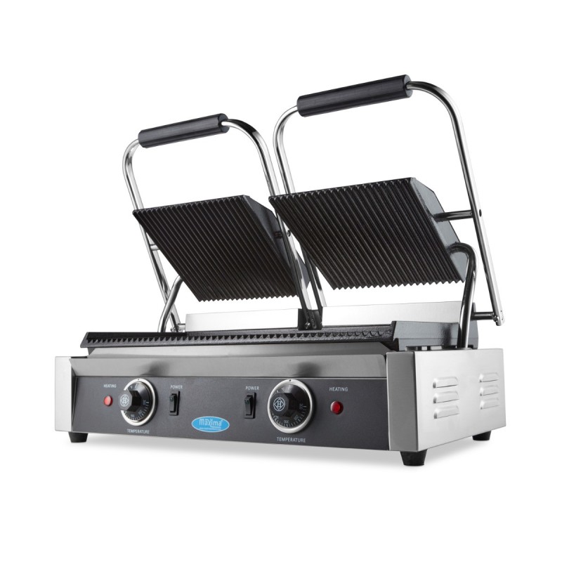 Maxima - Grill Contact - Rainuré - Double Plaque de Grill - 2 x 22cm