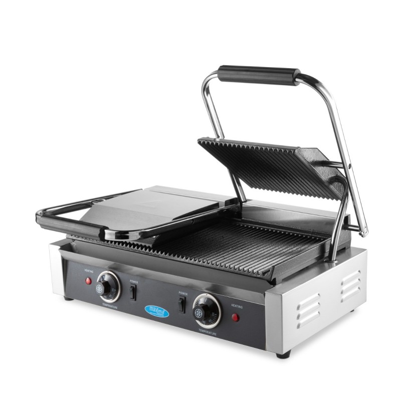 Maxima - Grill Contact - Rainuré - Double Plaque de Grill - 2 x 22cm