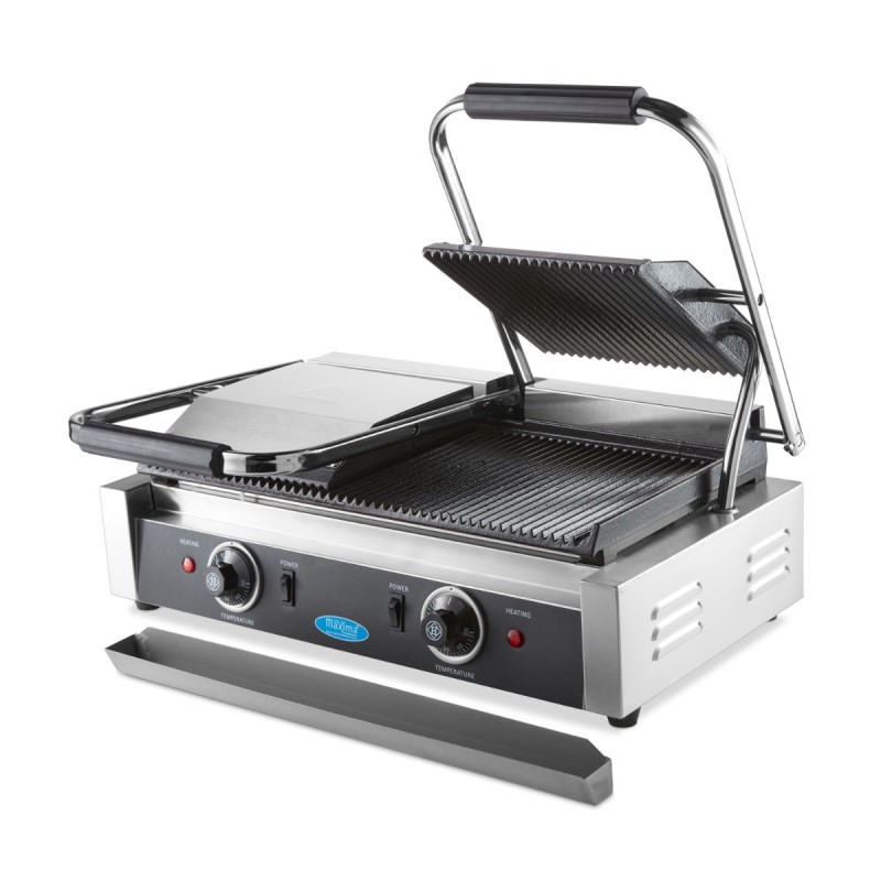 Maxima - Grill Contact - Rainuré - Double Plaque de Grill - 2 x 22cm