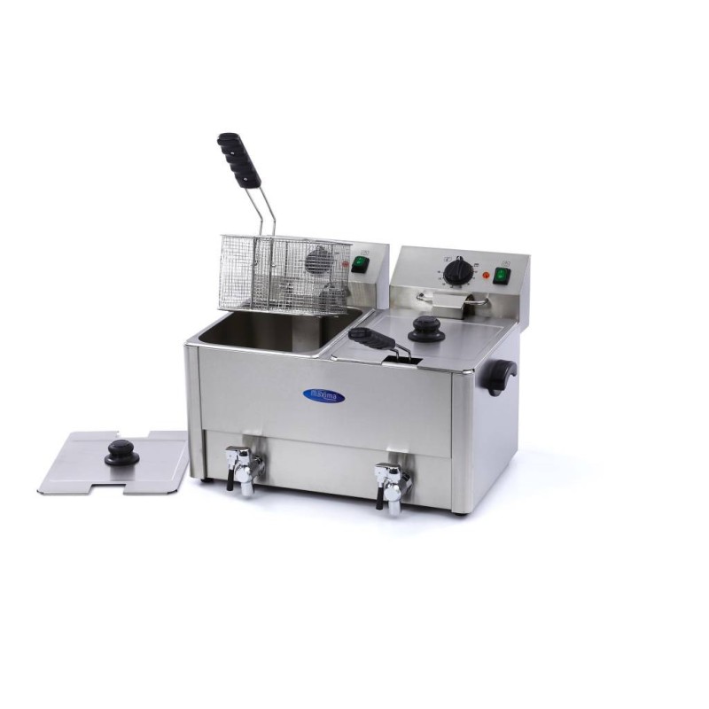 Maxima - Friteuse - 2 x 8L - 2 paniers - avec robinet de vidange