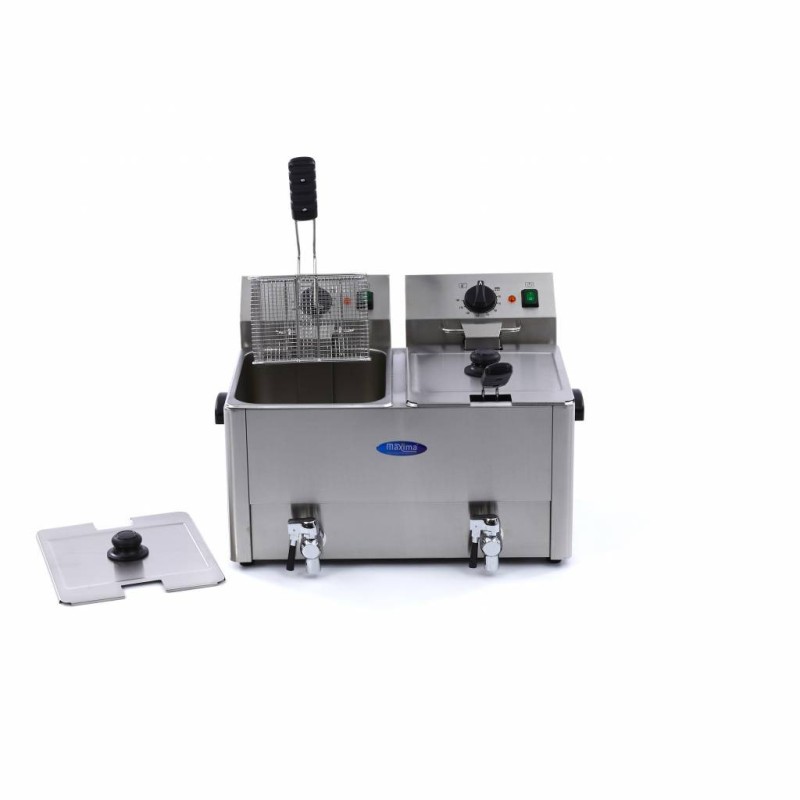 Maxima - Friteuse - 2 x 8L - 2 paniers - avec robinet de vidange