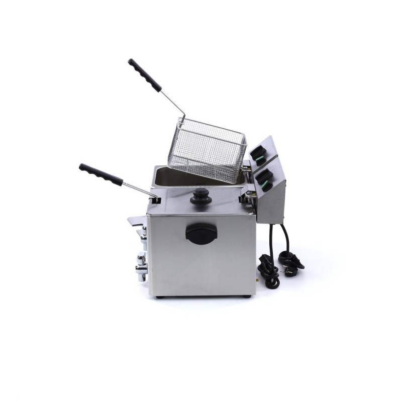 Maxima - Friteuse - 2 x 8L - 2 paniers - avec robinet de vidange