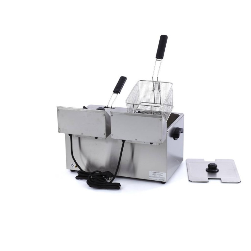 Maxima - Friteuse - 2 x 8L - 2 paniers - avec robinet de vidange