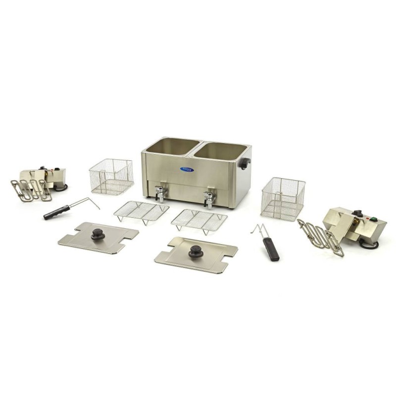 Maxima - Friteuse - 2 x 8L - 2 paniers - avec robinet de vidange