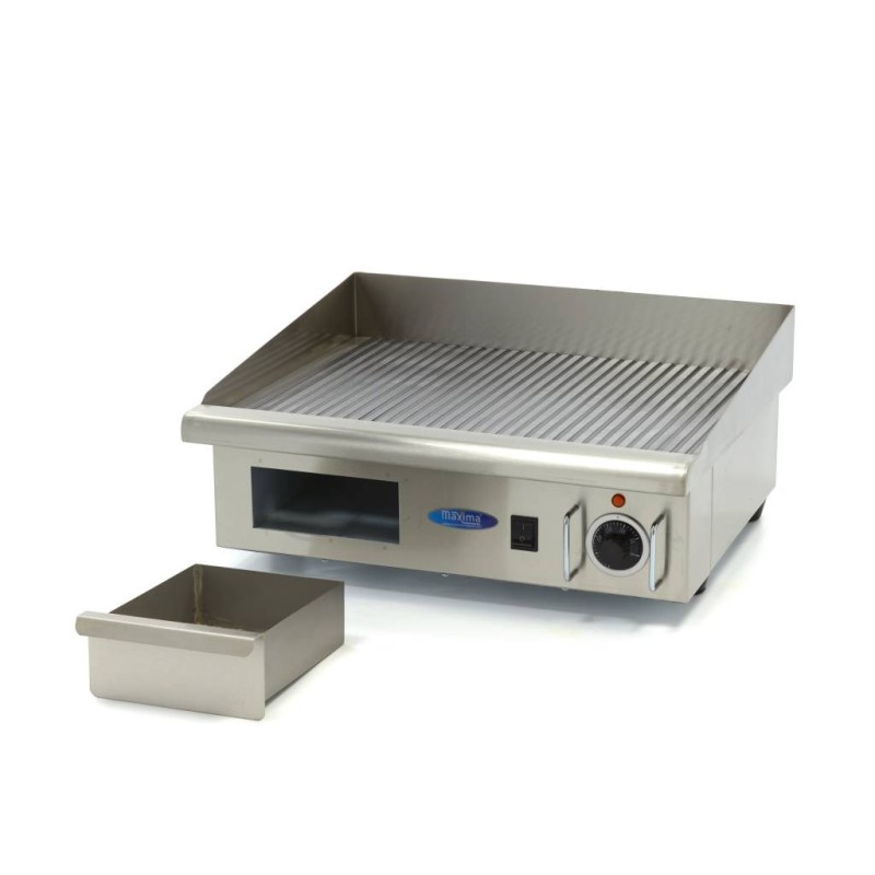Maxima - Plaque de cuisson - Rainurée - 55cm - incluant un bac de récupération