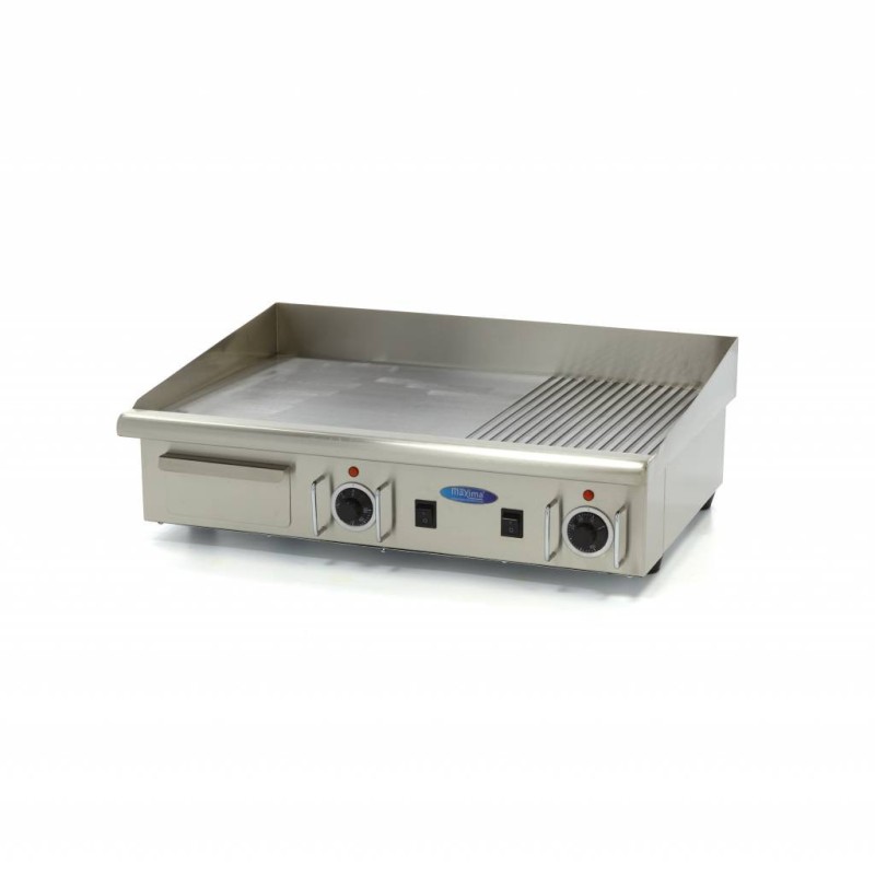 Maxima - Plaque de cuisson - Demi-rainurée - 73 cm - avec bac de récupération - 400V
