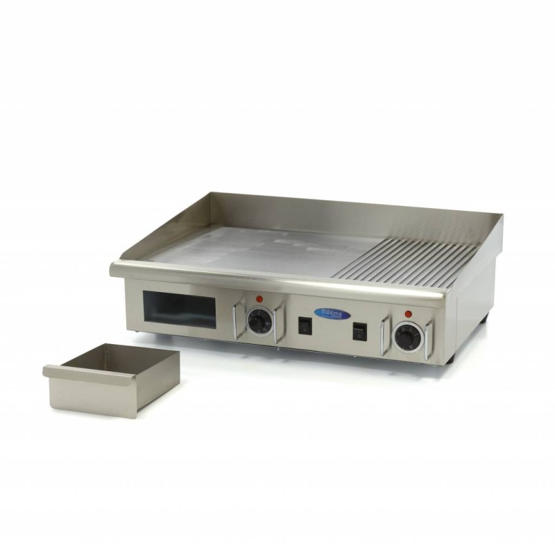 Maxima - Plaque de cuisson - Demi-rainurée - 73 cm - avec bac de récupération - 400V