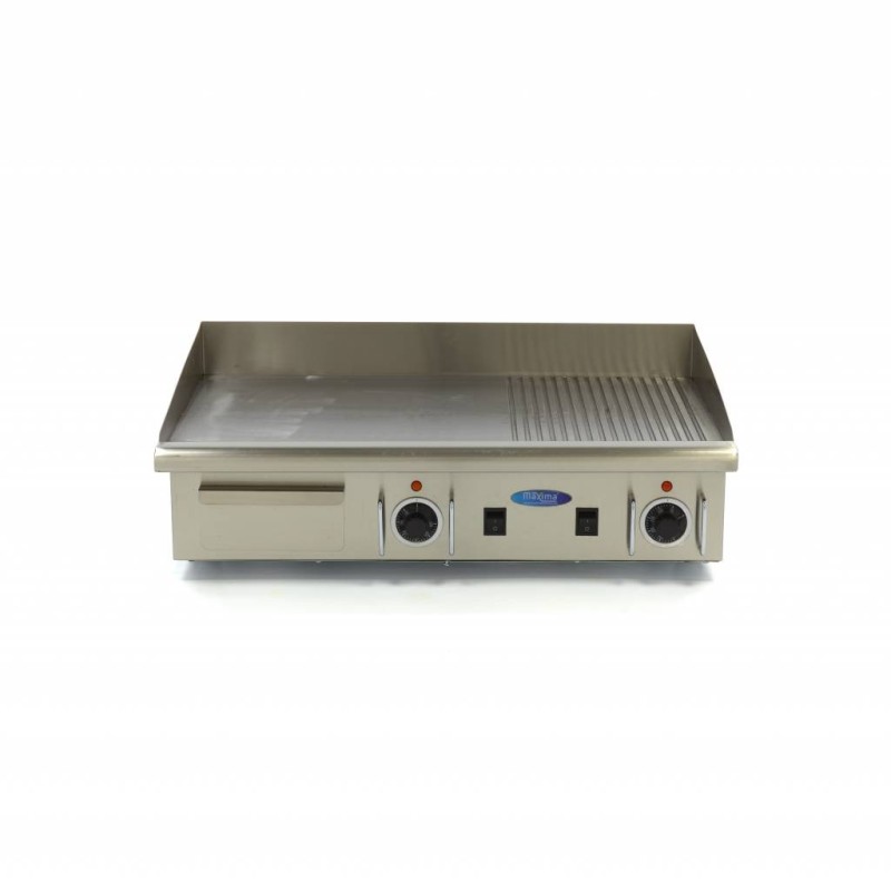 Maxima - Plaque de cuisson - Demi-rainurée - 73 cm - avec bac de récupération - 400V