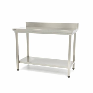 Maxima - Table en acier inoxydable - 60 x 60 cm - Hauteur réglable - avec dosseret