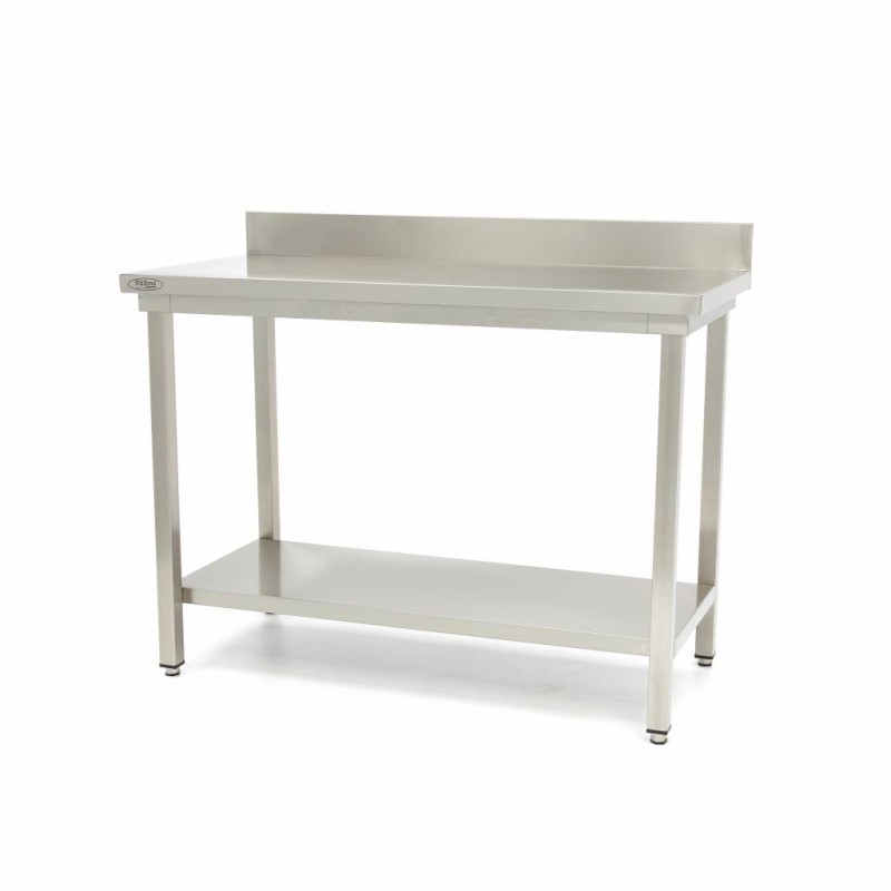 Maxima - Table en acier inoxydable - 80 x 60cm - Hauteur réglable - avec dosseret