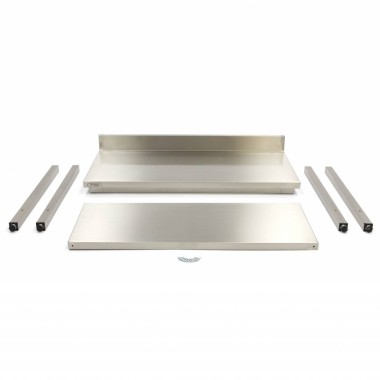 Maxima - Table en acier inoxydable - 80 x 60cm - Hauteur réglable - avec dosseret