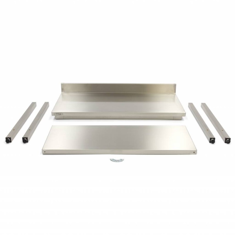Maxima - Table en acier inoxydable - 80 x 60cm - Hauteur réglable - avec dosseret