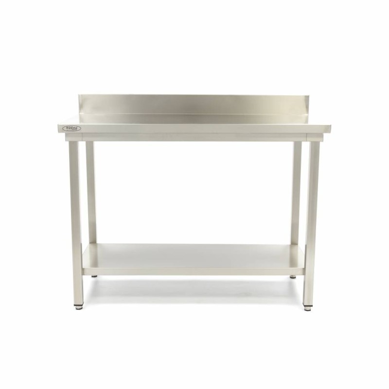 Maxima - Table en acier inoxydable - 80 x 60cm - Hauteur réglable - avec dosseret