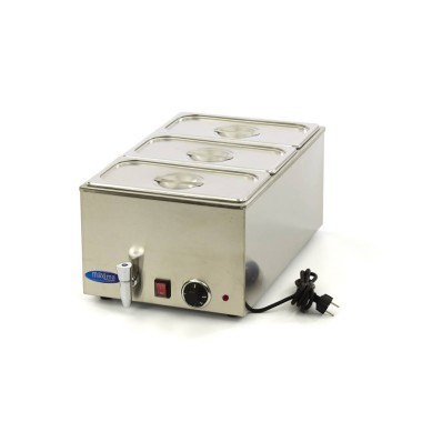 Maxima - Bain-Marie - avec robinet - incluant un ensemble de 3 bacs GN 1/3 - Électrique