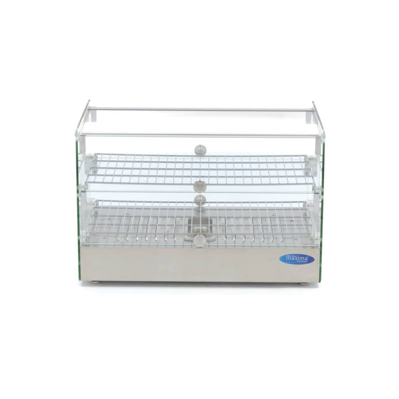 Maxima - Vitrine chauffante pour aliments - 50 L - 55 cm - 2 étagères