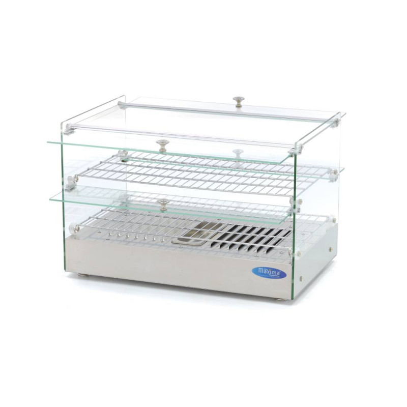 Maxima - Vitrine chauffante pour aliments - 50 L - 55 cm - 2 étagères