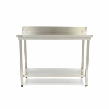 Maxima - Table en acier inoxydable - 80 x 70cm - Hauteur ajustable - avec dosseret