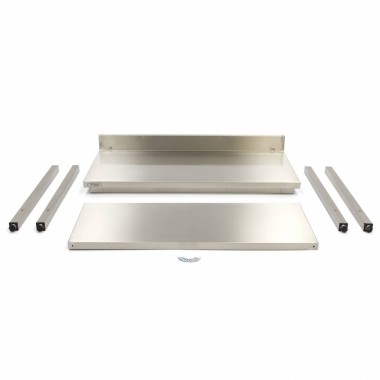 Maxima - Table en acier inoxydable - 80 x 70cm - Hauteur ajustable - avec dosseret