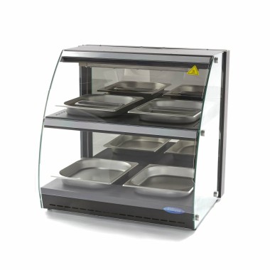 Maxima - Vitrine chauffante pour aliments - 63cm - 2 étagères - Fermée