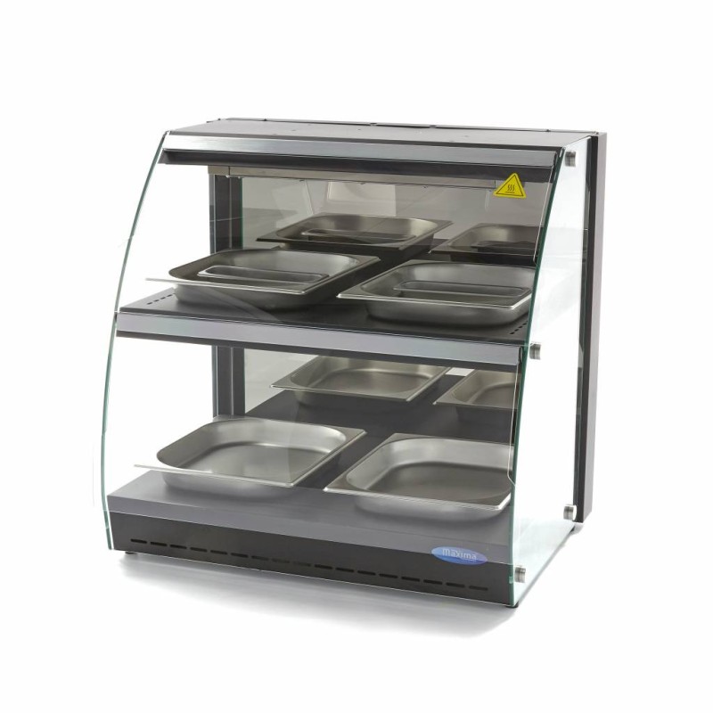 Maxima - Vitrine chauffante pour aliments - 63cm - 2 étagères - Fermée