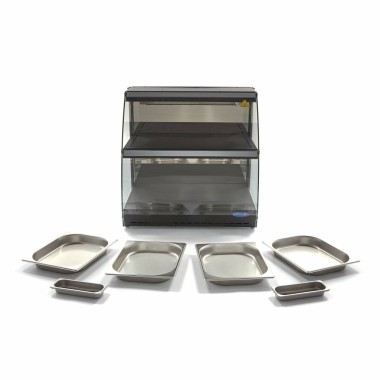 Maxima - Vitrine chauffante pour aliments - 63cm - 2 étagères - Fermée