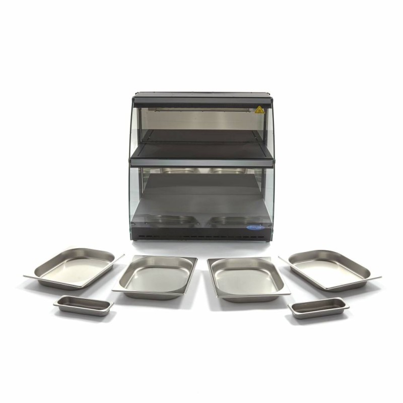 Maxima - Vitrine chauffante pour aliments - 63cm - 2 étagères - Fermée