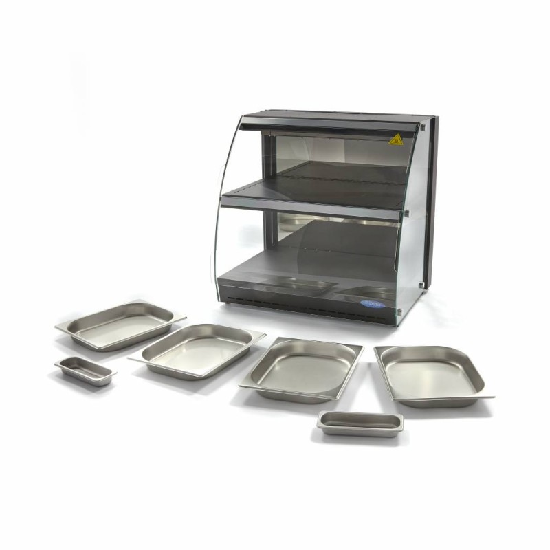 Maxima - Vitrine chauffante pour aliments - 63cm - 2 étagères - Fermée